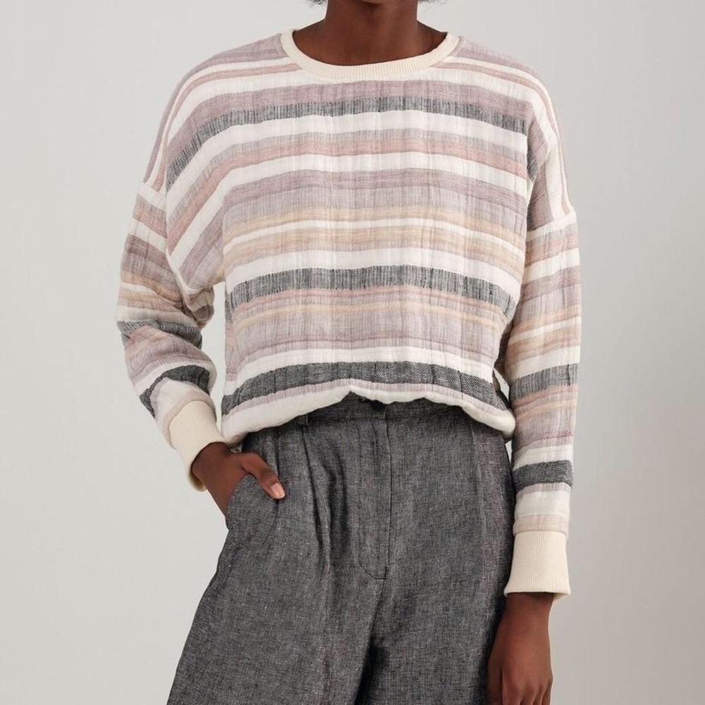 Odeyelo Moleskine Striped Linen Sweater